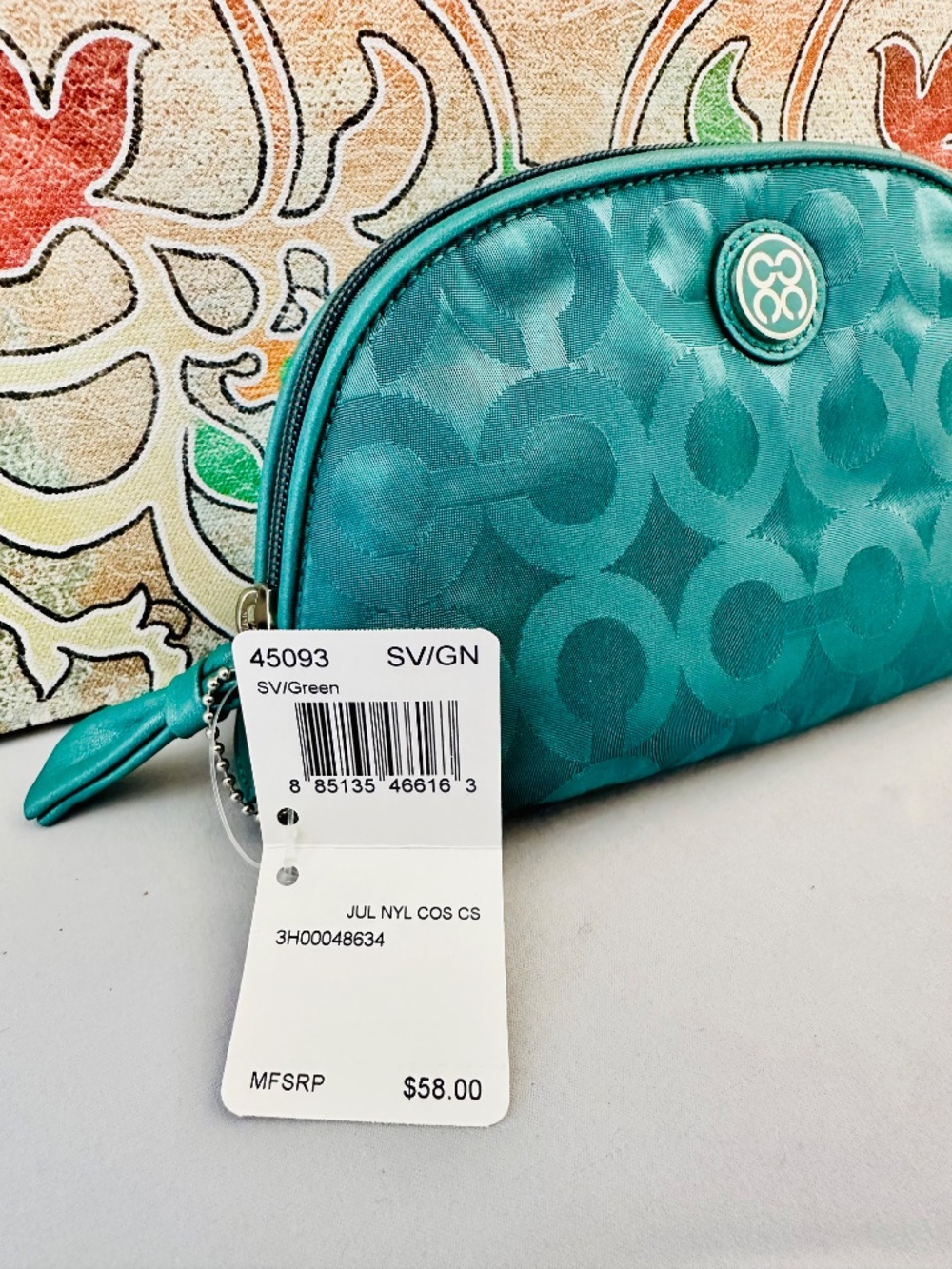 Coach Julia Op Art Nylon Cosmetic Case Style 45093 SV/GN - Picture 3 of 5